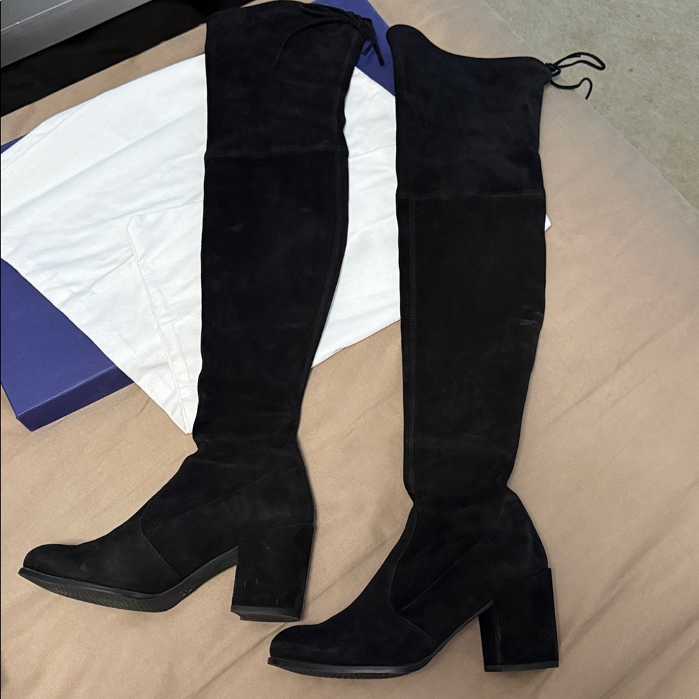 Stuart Weitzman Tieland black suede tall boots